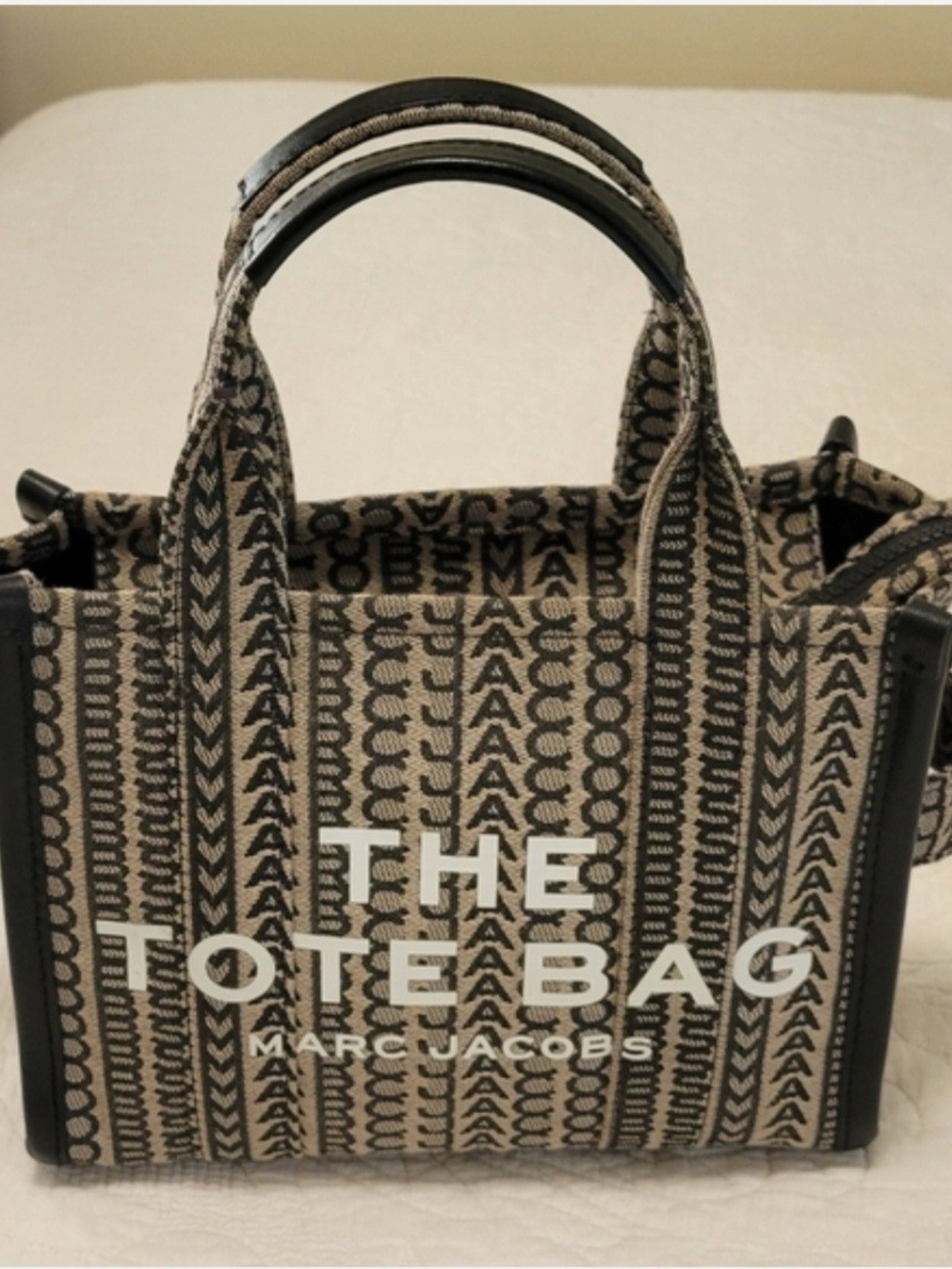 Marc Jacobs Black & Cream Patterned 'THE TOTE BAG' Canvas Tote
